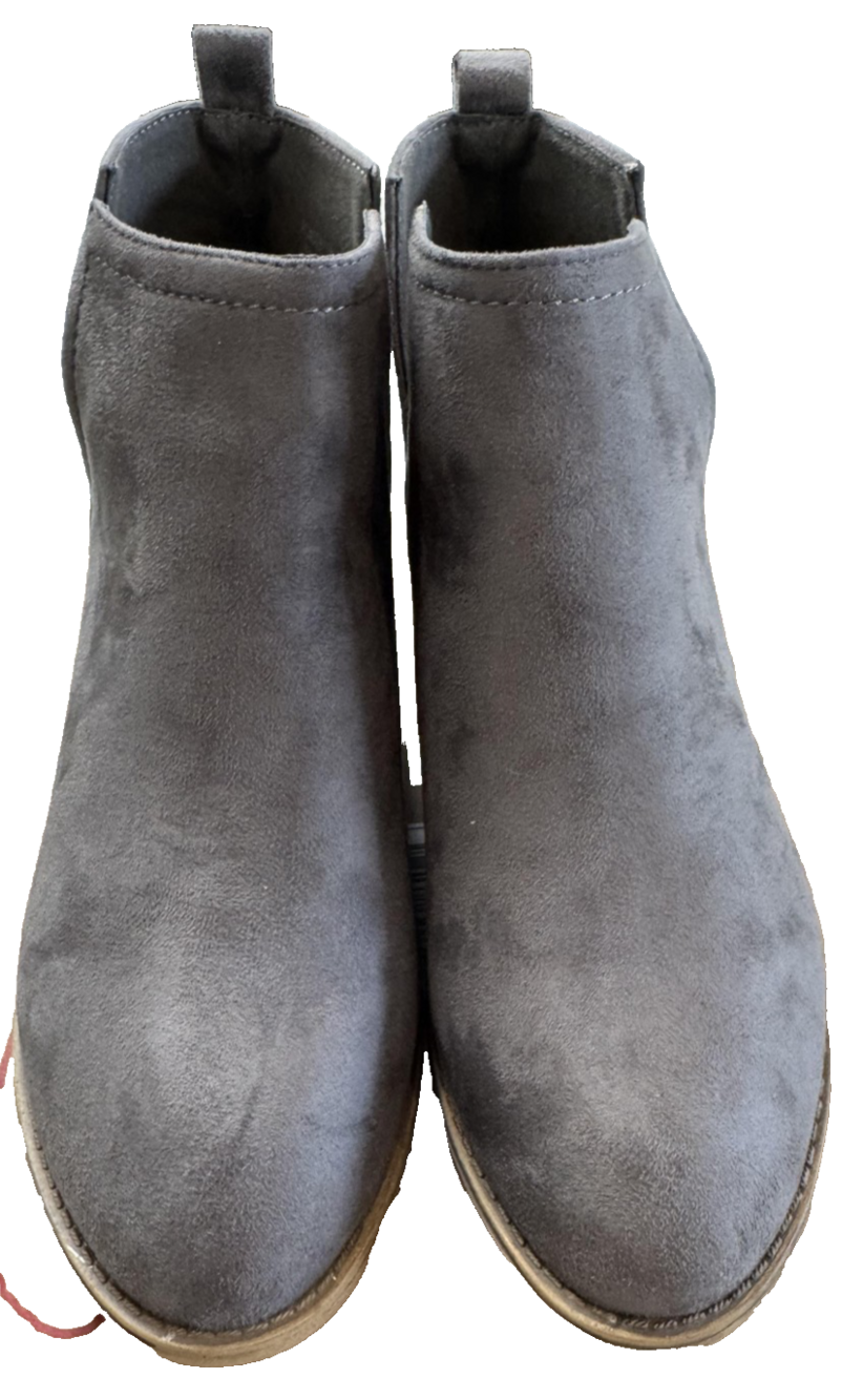 Journee Collection Rimi Shoes Womens Size 8.5 Grey Suede Chelsea Ankle Booties